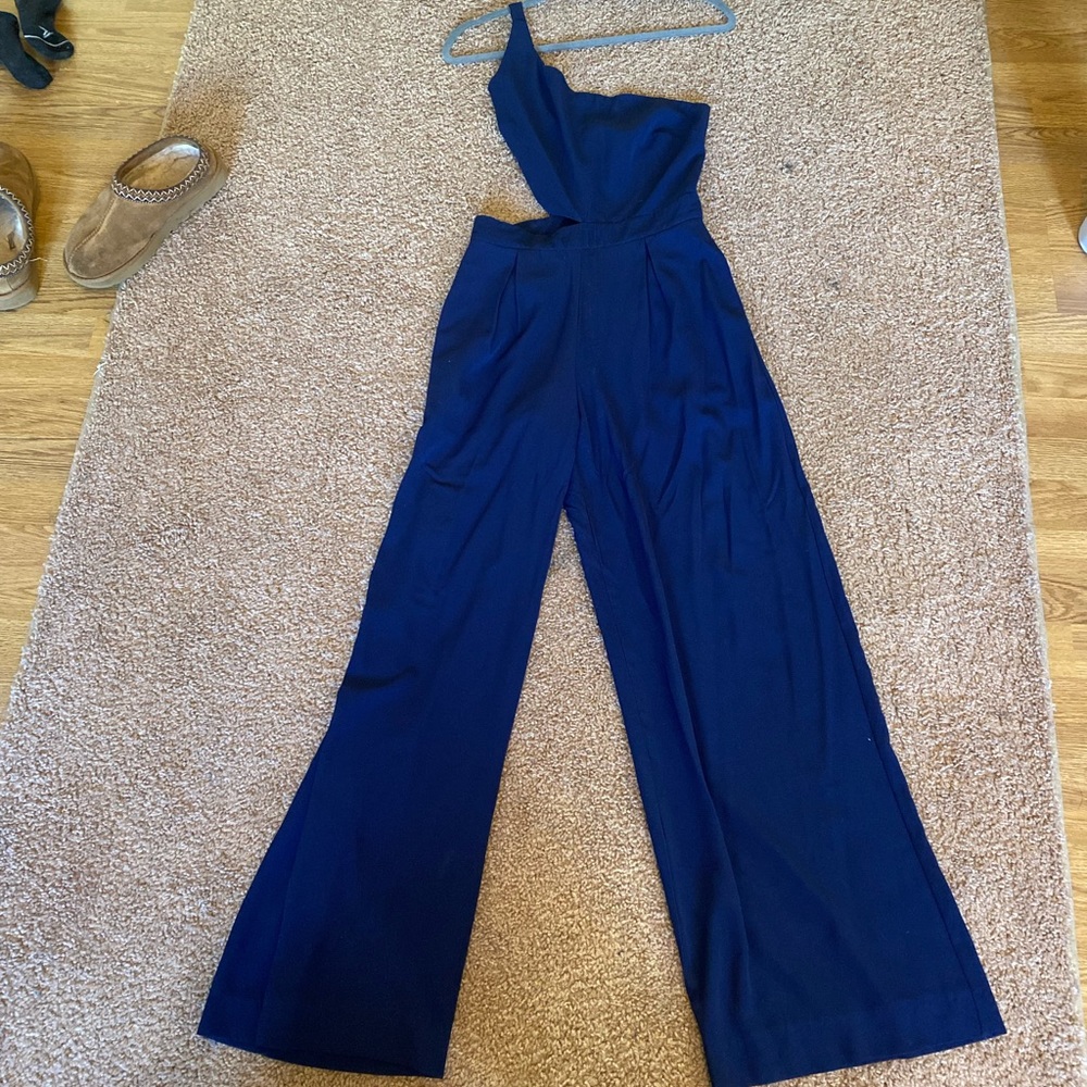 One strap navy jump suit